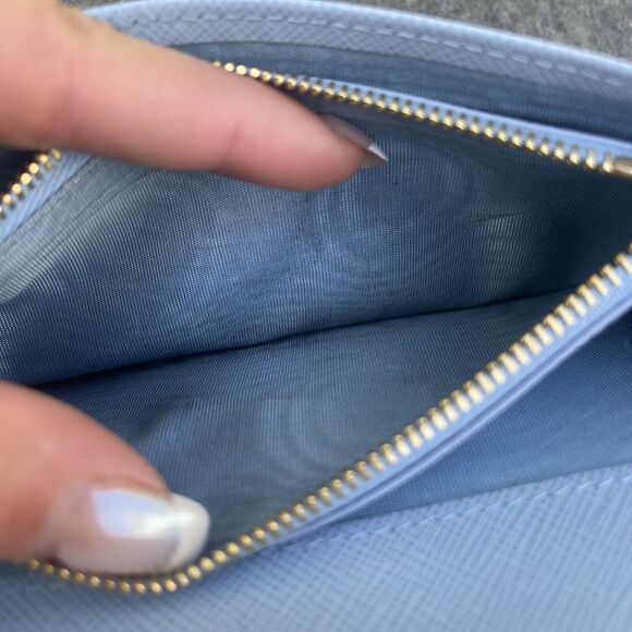 Prada Saffiano Leather Blue Ling Snap Wallet - Picture 13 of 14
